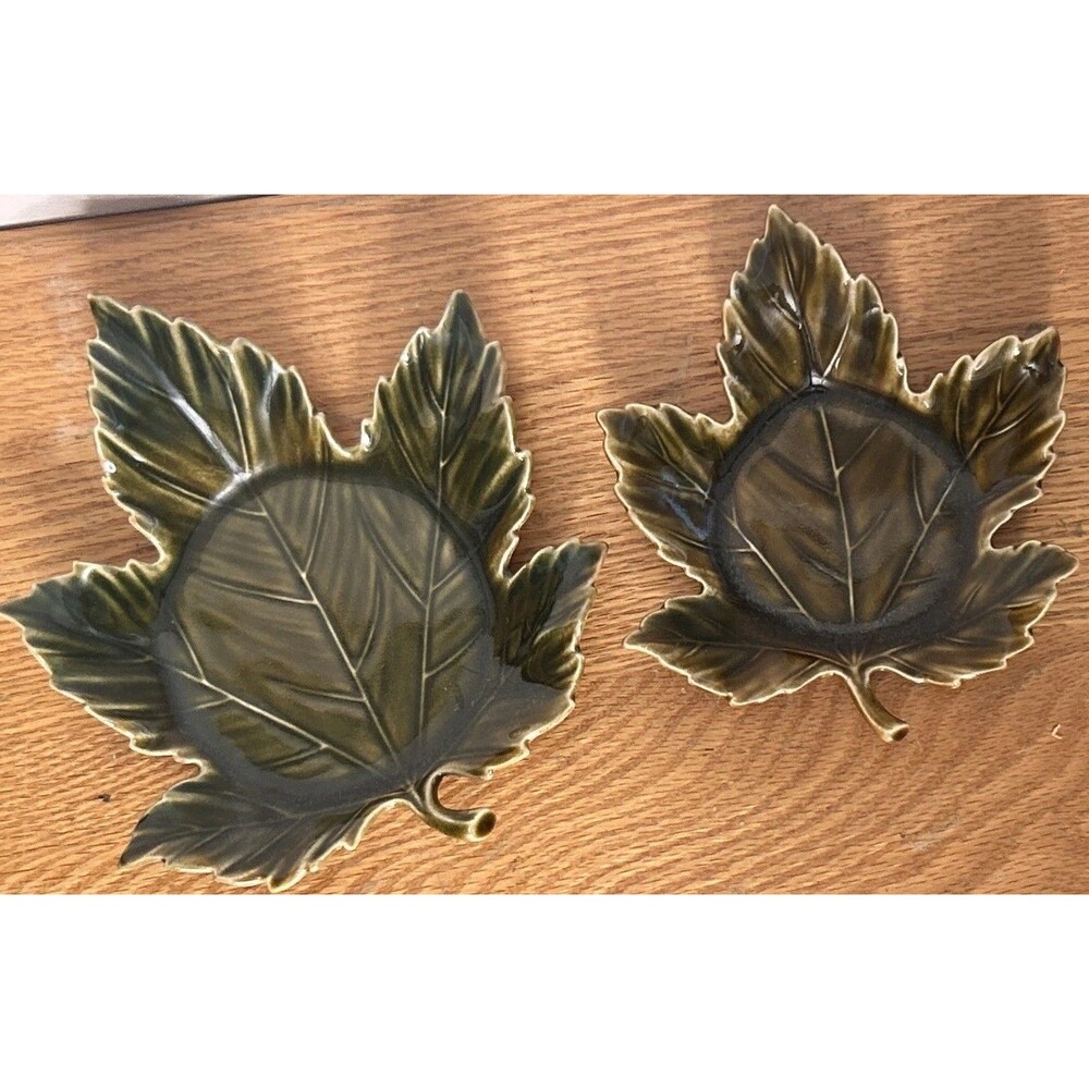 2012 Retired Yankee Candle Ceramic Grape Leaf Plate Fall Set Of 2 + Apple Cider - Picture 2 of 5